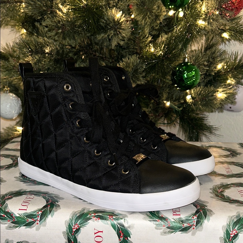 Guess Black Quilted High-Top Sneakers